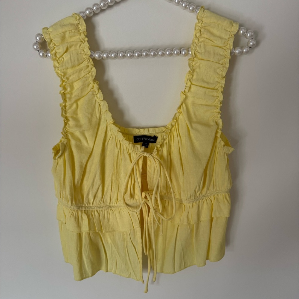 Cotton Candy LA butter yellow tie tank top